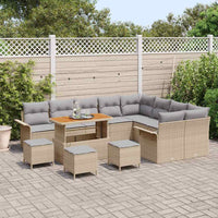 13 dalių Sodo Sofa Set su Pagalvėmis Smėlio Poli Ratanas Akacija - Namų Idėja