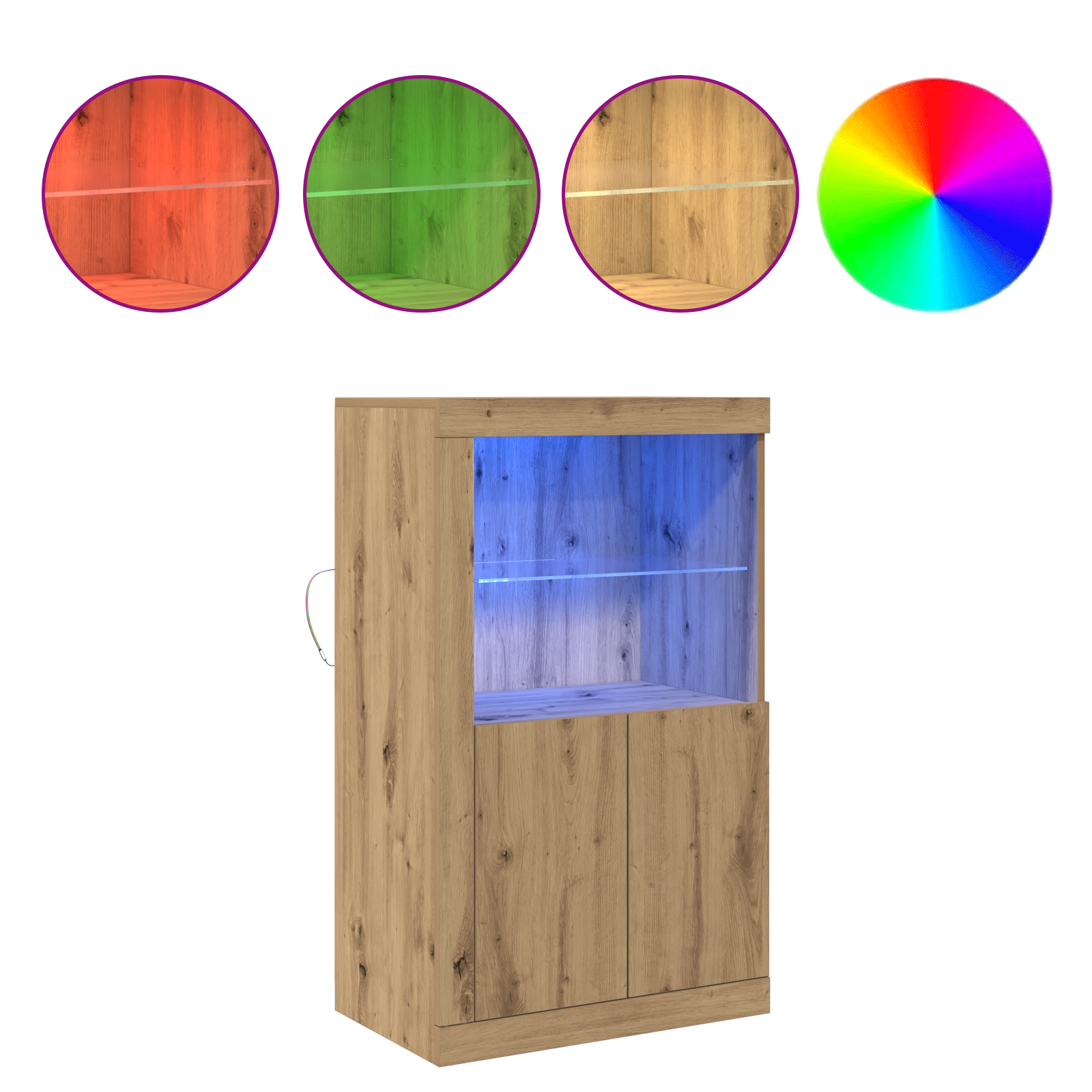 LED Sideboard Artisan Oak 60.5 x 37 x 100 cm