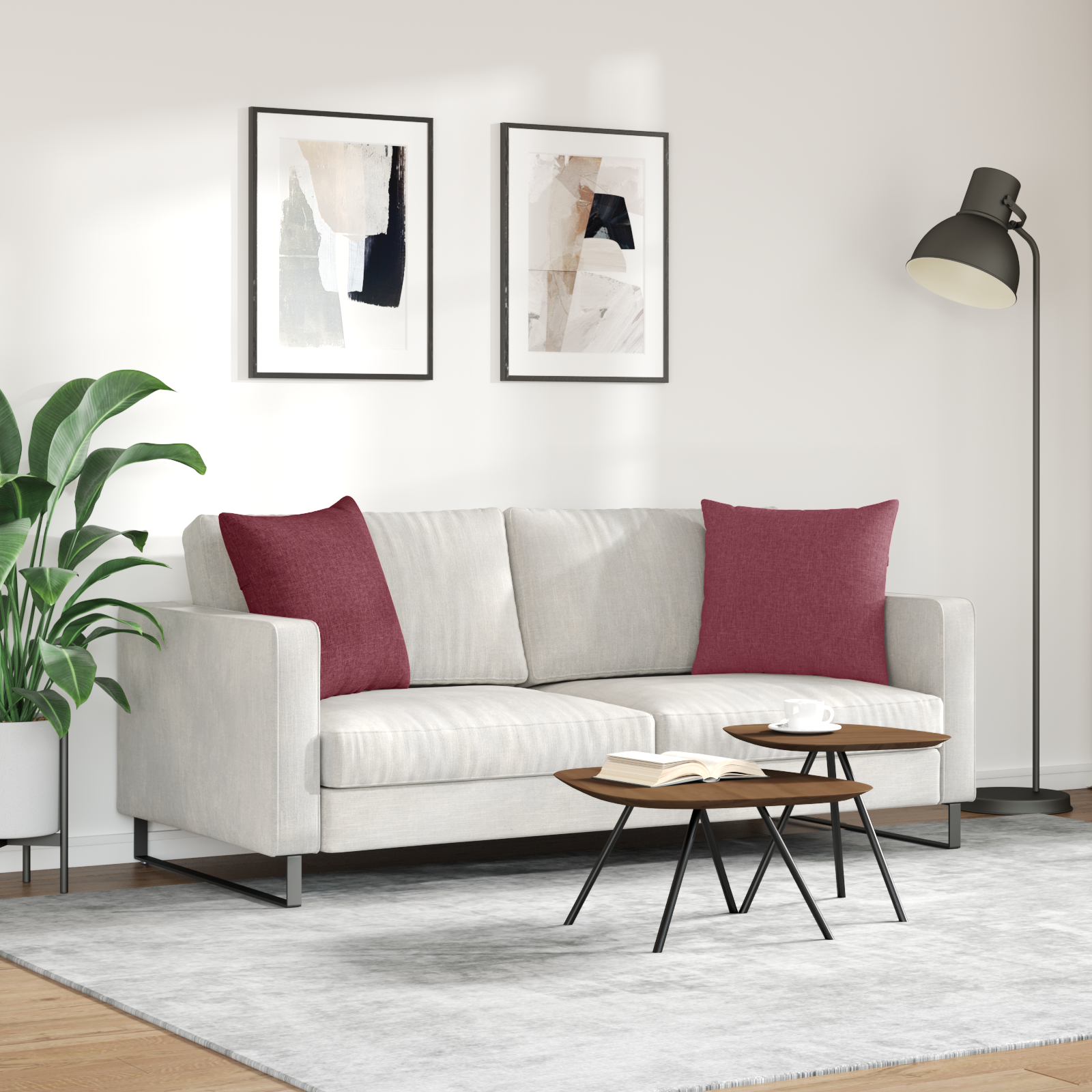 Sofa Pagalvės 2 pcs Vyno raudona 50 x 50 cm audinys