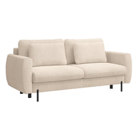 Sofa-lova SEANE, smėlinė bouclé šenilo jaukioje namų aplinkoje