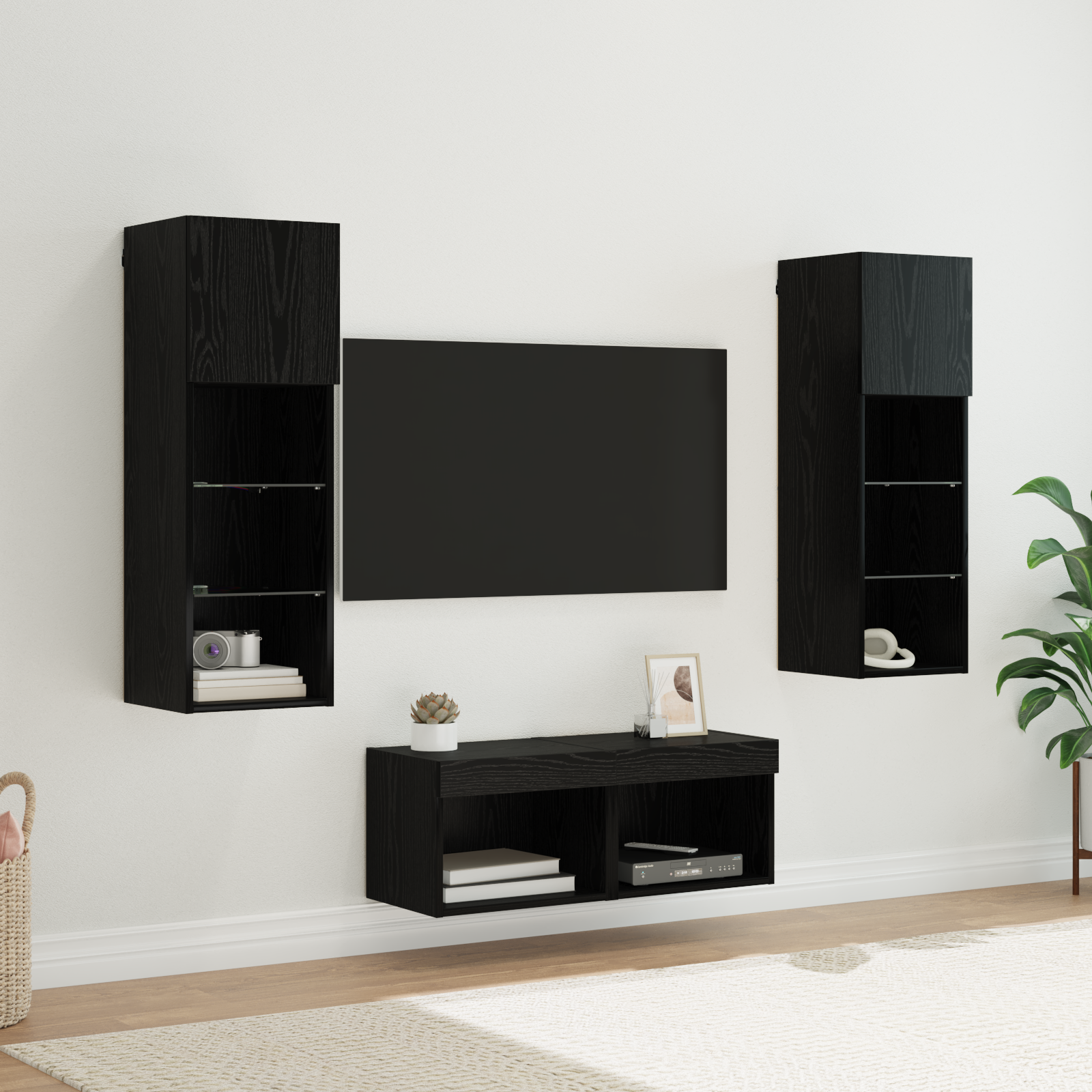 TV sieniniai spintelės 4 pcs Juodas ąžuolas 40 x 30 x 30 cm