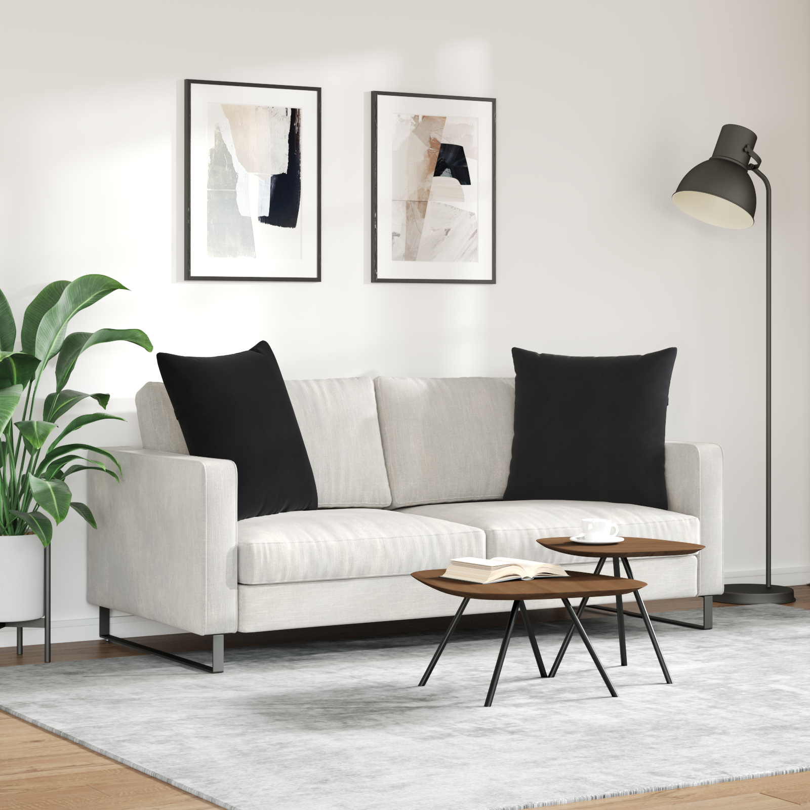 Sofa Pagalvės 2 pcs Juoda 80 x 80 cm Kordūrinis audinys