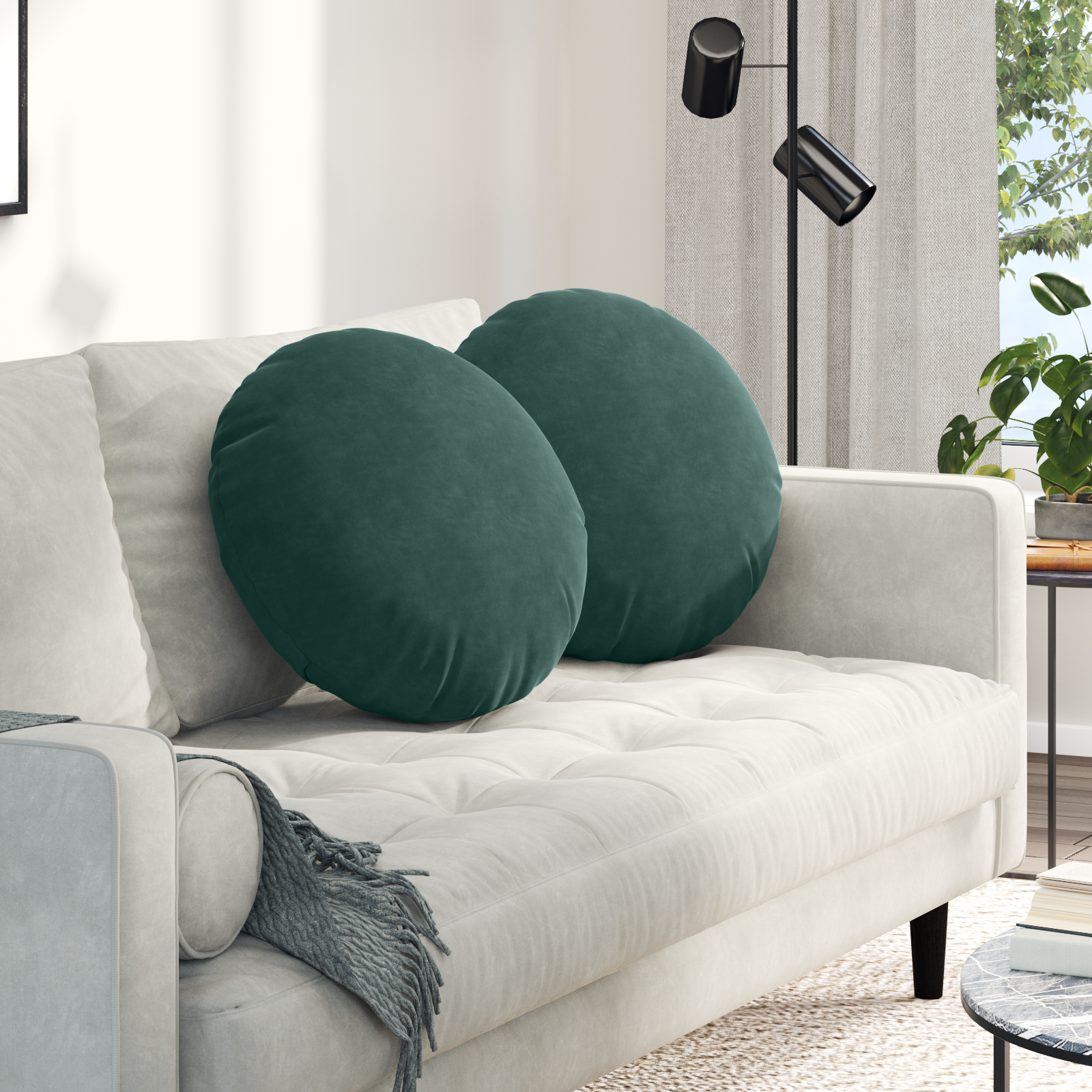 Sėdynių pagalvėlės 2 pcs Tamsiai žalia Ø 40 x 13 cm Aksomas
