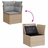 14 dalių Sodo Sofa Rinkinys su Pagalvėlėmis Pilkas Poli Ratanas Akacija - Namų Idėja