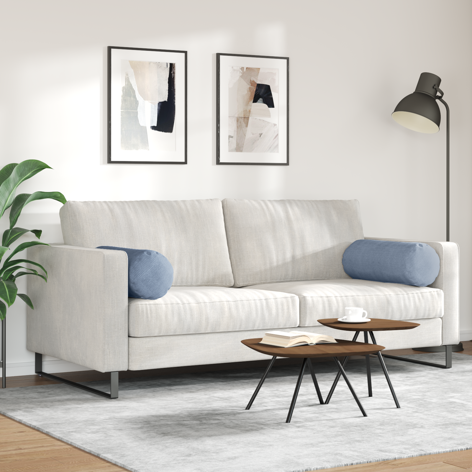 Pagalvės 2 pcs Mėlyna Ø 25 x 70 cm Kordūrinis audinys