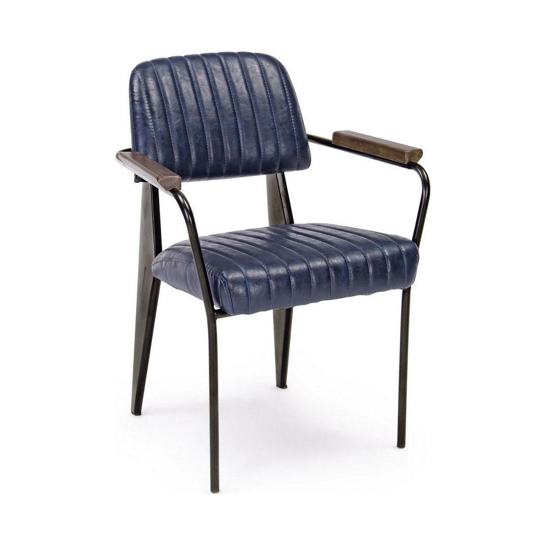 NELLY kėdė, vintažinė, mėlyna, su porankiais