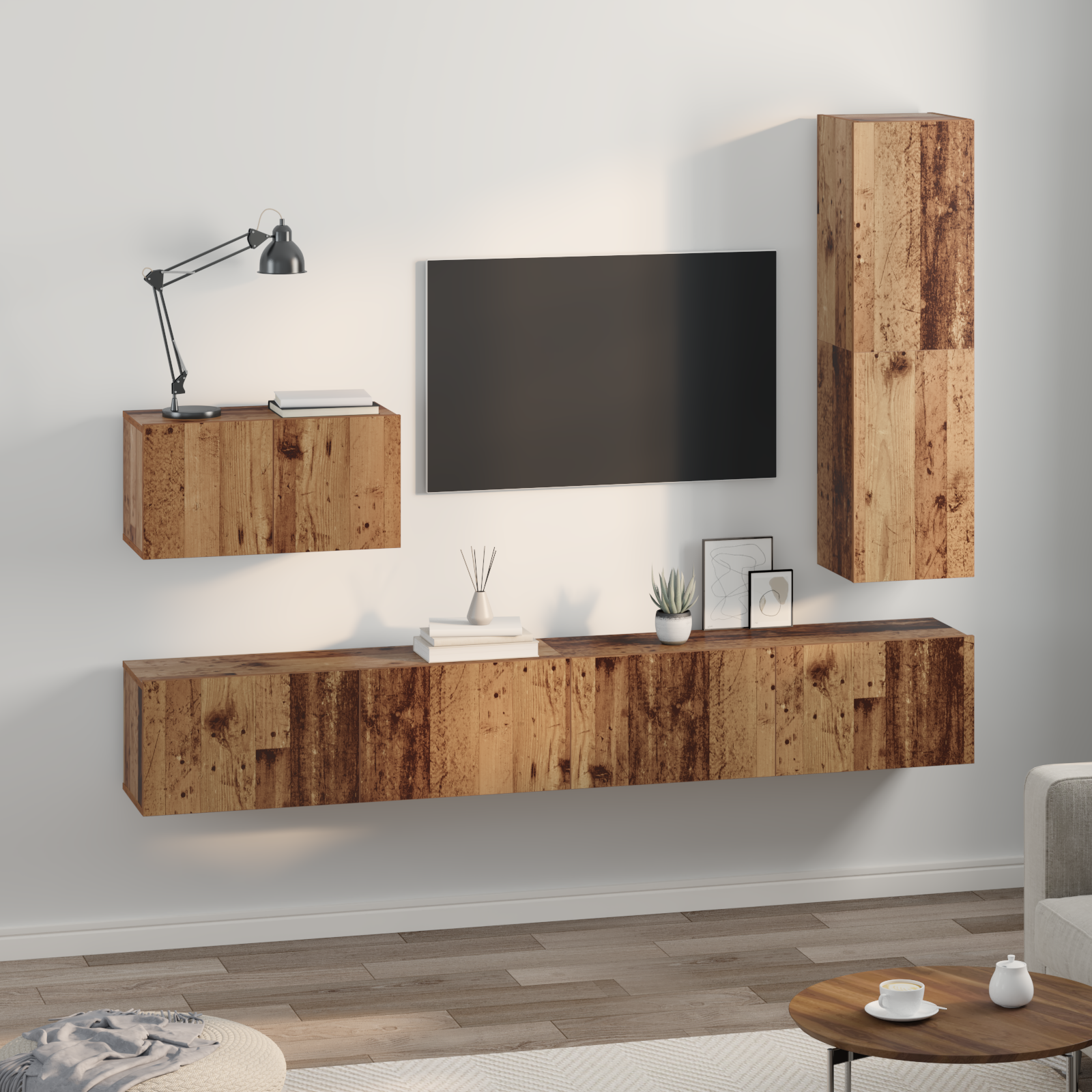 TV spintelių komplektas 4 pcs Senovinis medis Apdirbta mediena