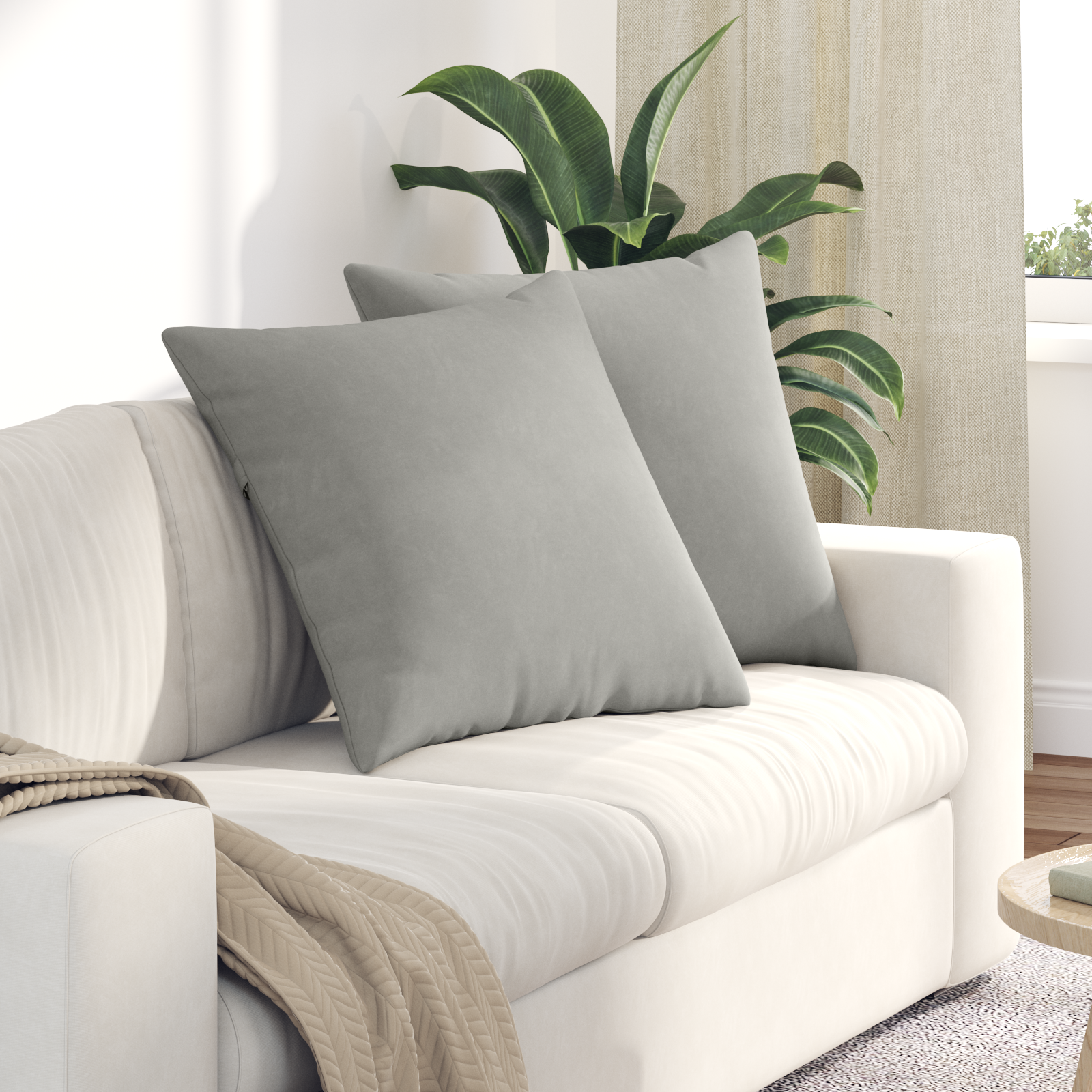 Sofa Pagalvės 2 pcs Šviesiai pilka 60 x 60 cm audinys