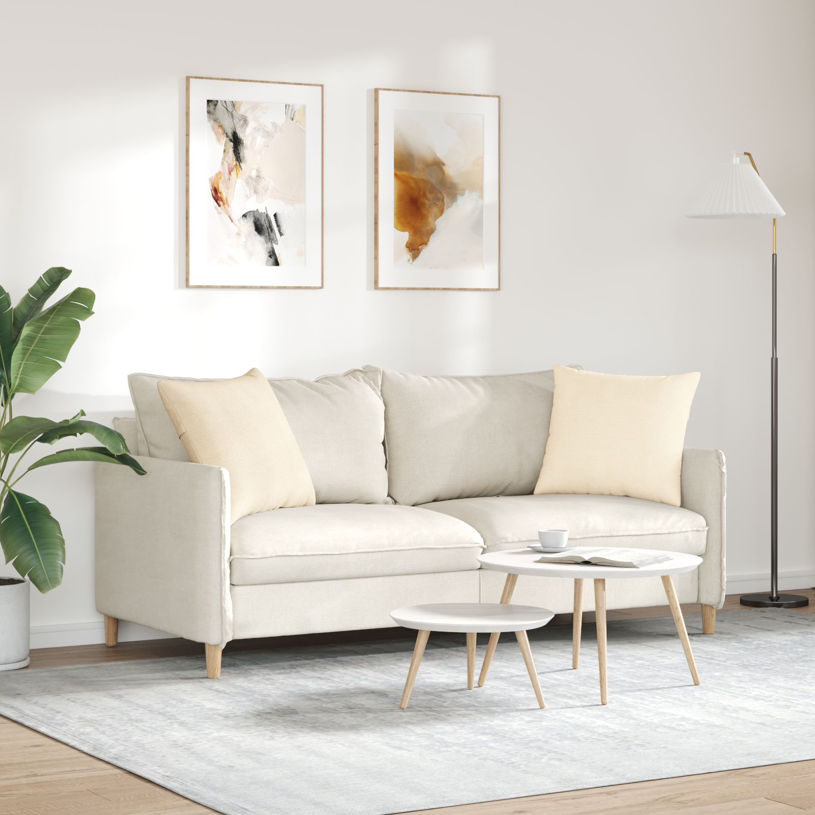Sofa Pagalvės 2 pcs Kreminė 50 x 50 cm Kordūrinis audinys