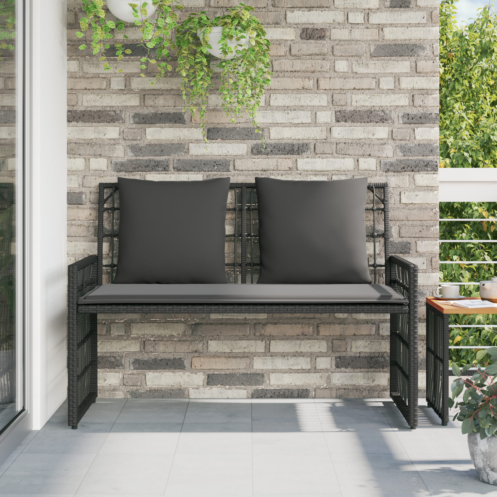 Lauko suolas Paprastas Juoda ir tamsiai pilka 116 x 55 x 82 cm