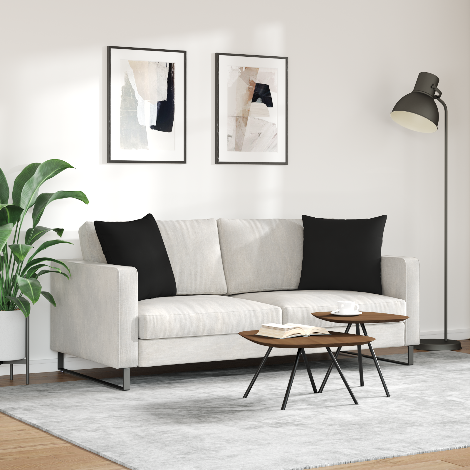 Sofa Pagalvės 2 pcs Juoda 50 x 50 cm audinys