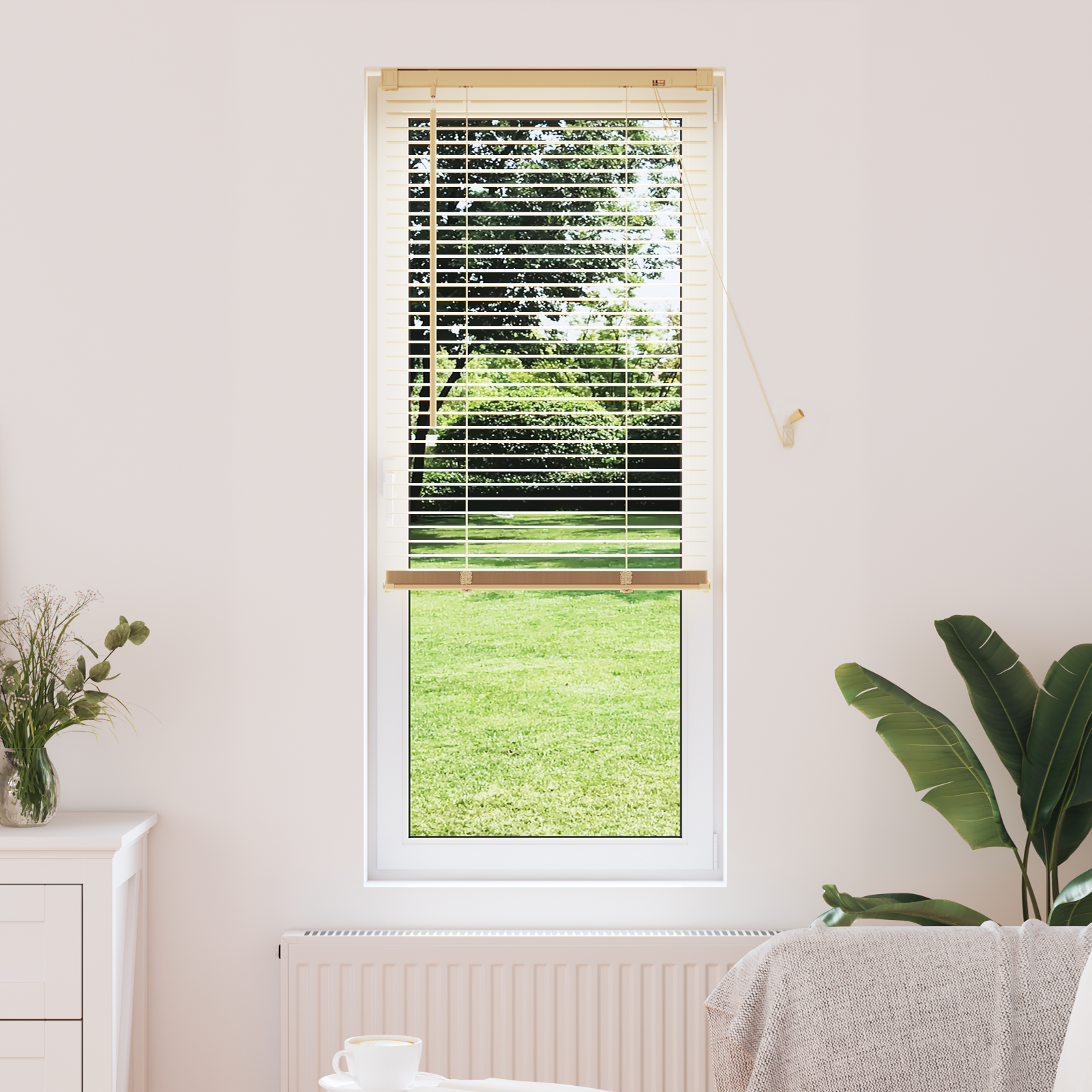 Venecijos žaliuzės Šviesiai ruda su raštu 150 x 40 cm PVC