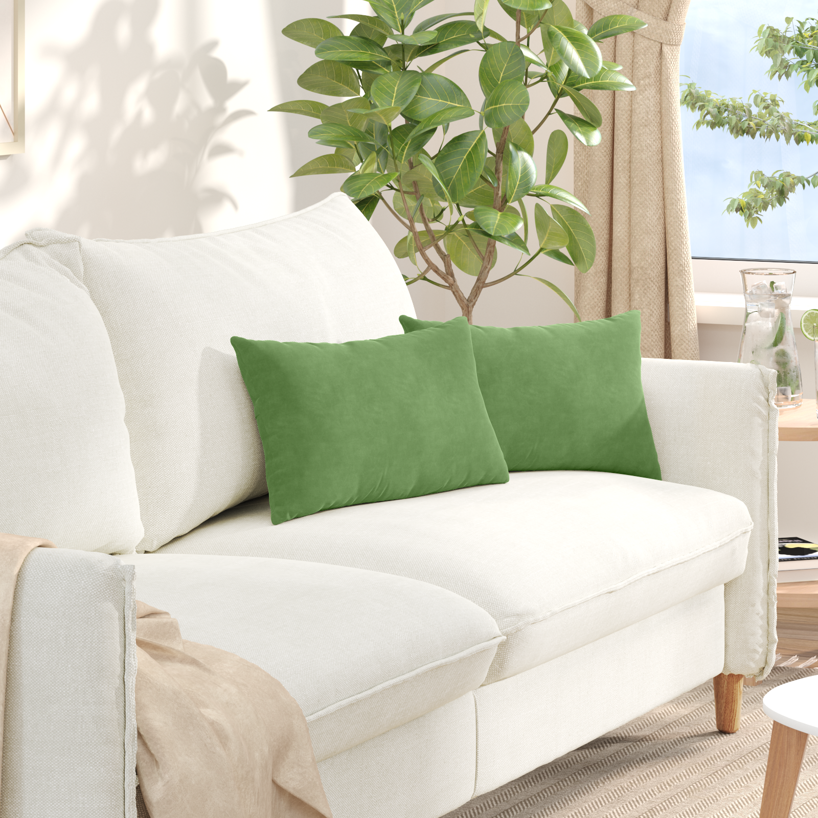 Sofa Pagalvės 2 pcs Šviesiai žalia 50 x 30 cm