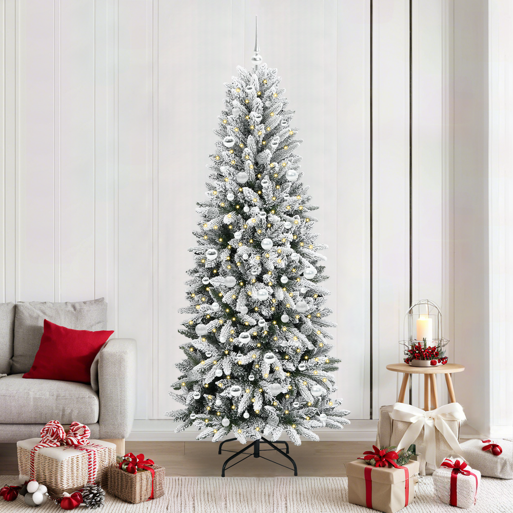 Artificial Christmas tree with 300 LED stand White 210 cm