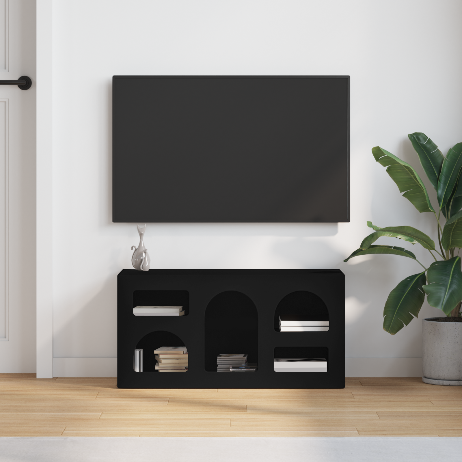 Televizoriaus spintelė Juoda 80 x 35 x 40 cm Apdirbta mediena