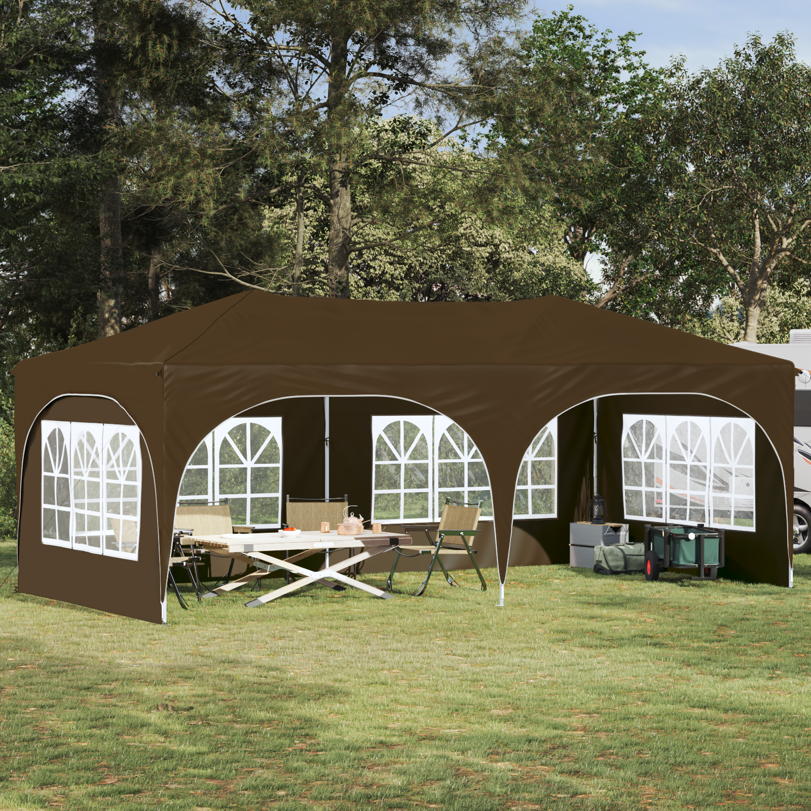 Pop-up šventinis palapinė Taupe 575 x 288 x 245 cm