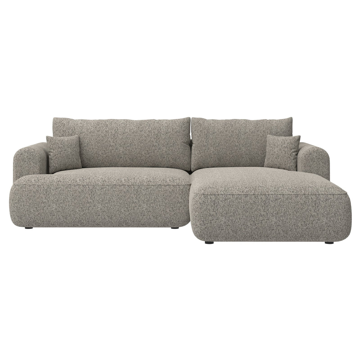 Kampinė sofa CORMAC baltame fone, tamsiai smėlinė pinta