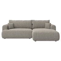 Kampinė sofa CORMAC baltame fone, tamsiai smėlinė pinta