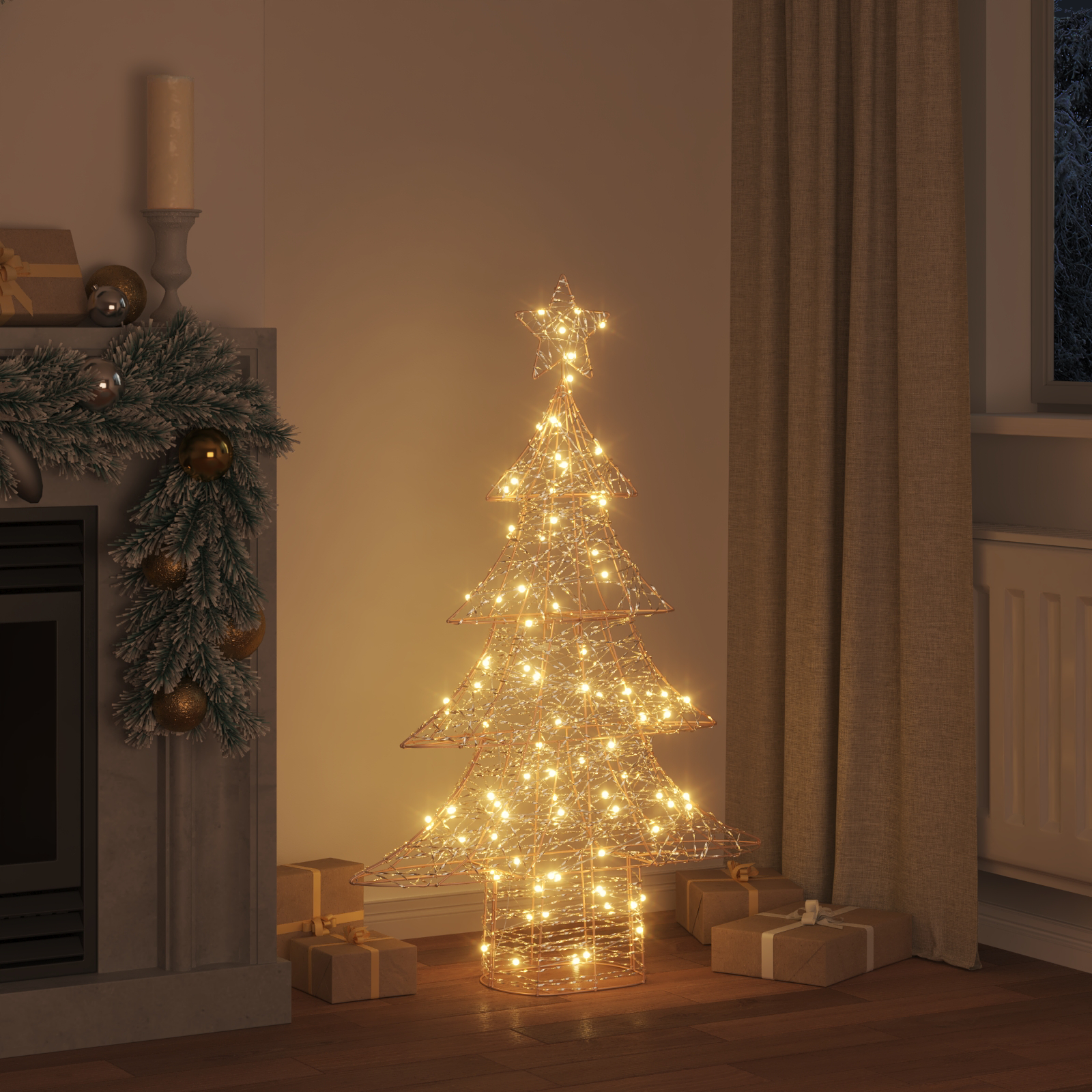 Kalėdų eglutė su 120 LED Šilta balta 120,5 cm PET