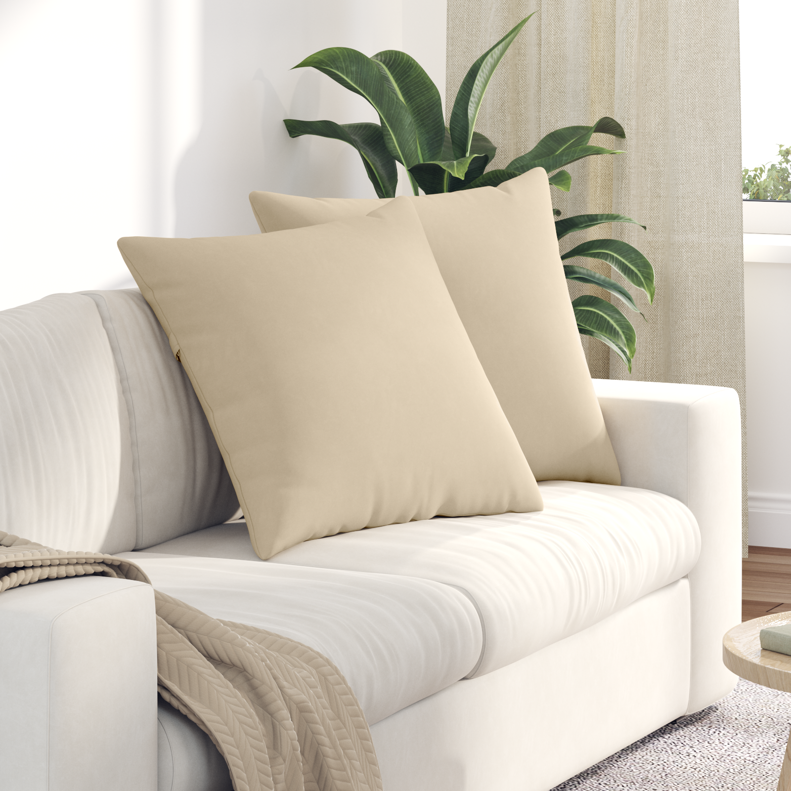 Sofa Pagalvės 2 pcs Kreminė 80 x 80 cm audinys
