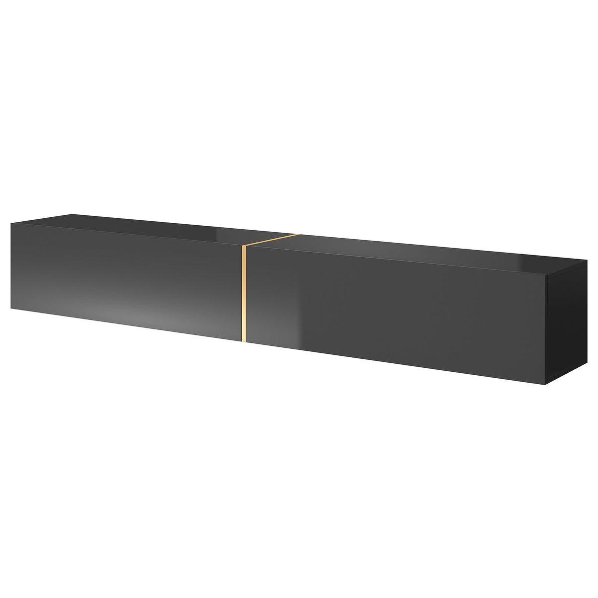 TV spintelė FREJA, 200 cm, juoda+auksinė