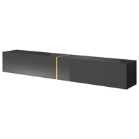TV spintelė FREJA, 200 cm, juoda+auksinė