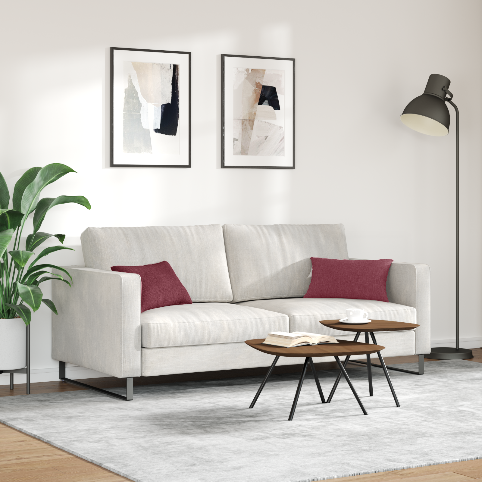 Dīvāna Spilveni 2 gab Vīna sarkani 50 x 30 cm audums