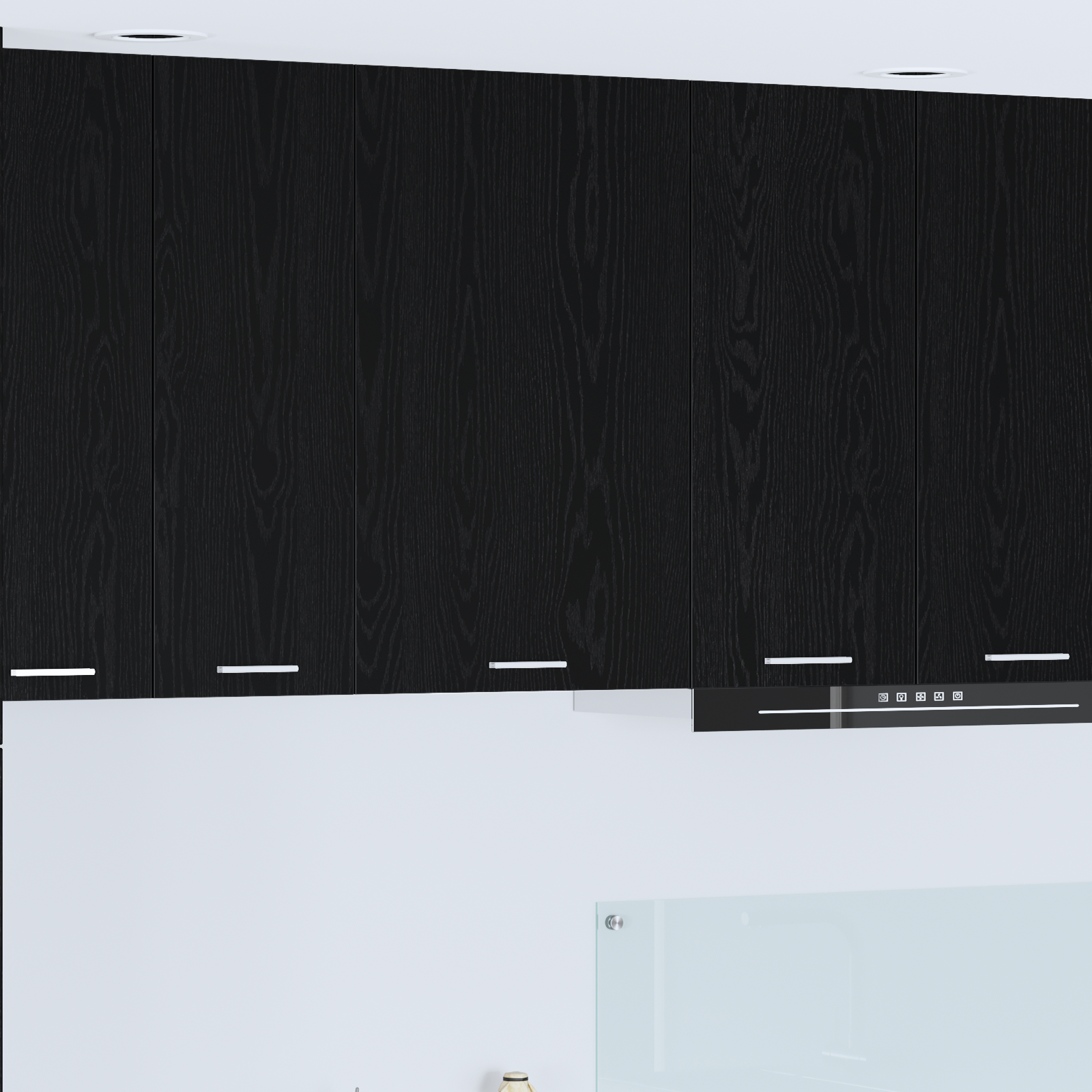 Wall-mounted cabinet with shelf Riga Black oak and white