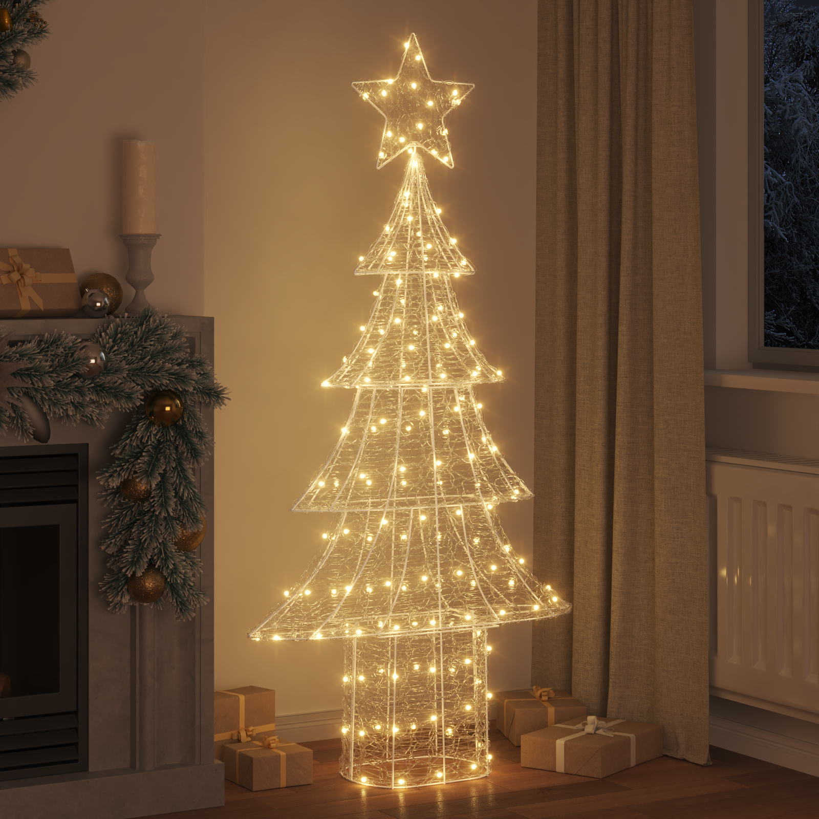 Kalėdų eglutė su 240 LED Šilta balta 180 cm Akrilas