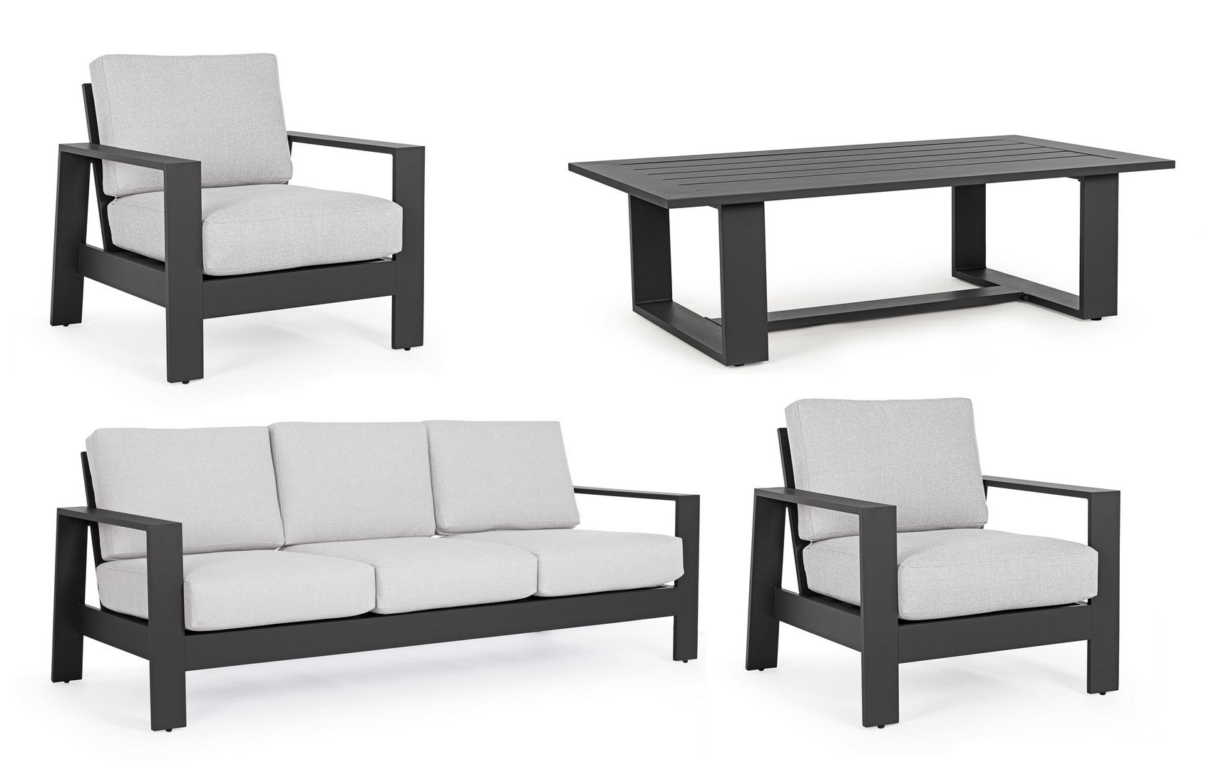 Lauko baldų komplektas BALTIC CHARCOAL, 4 dalių