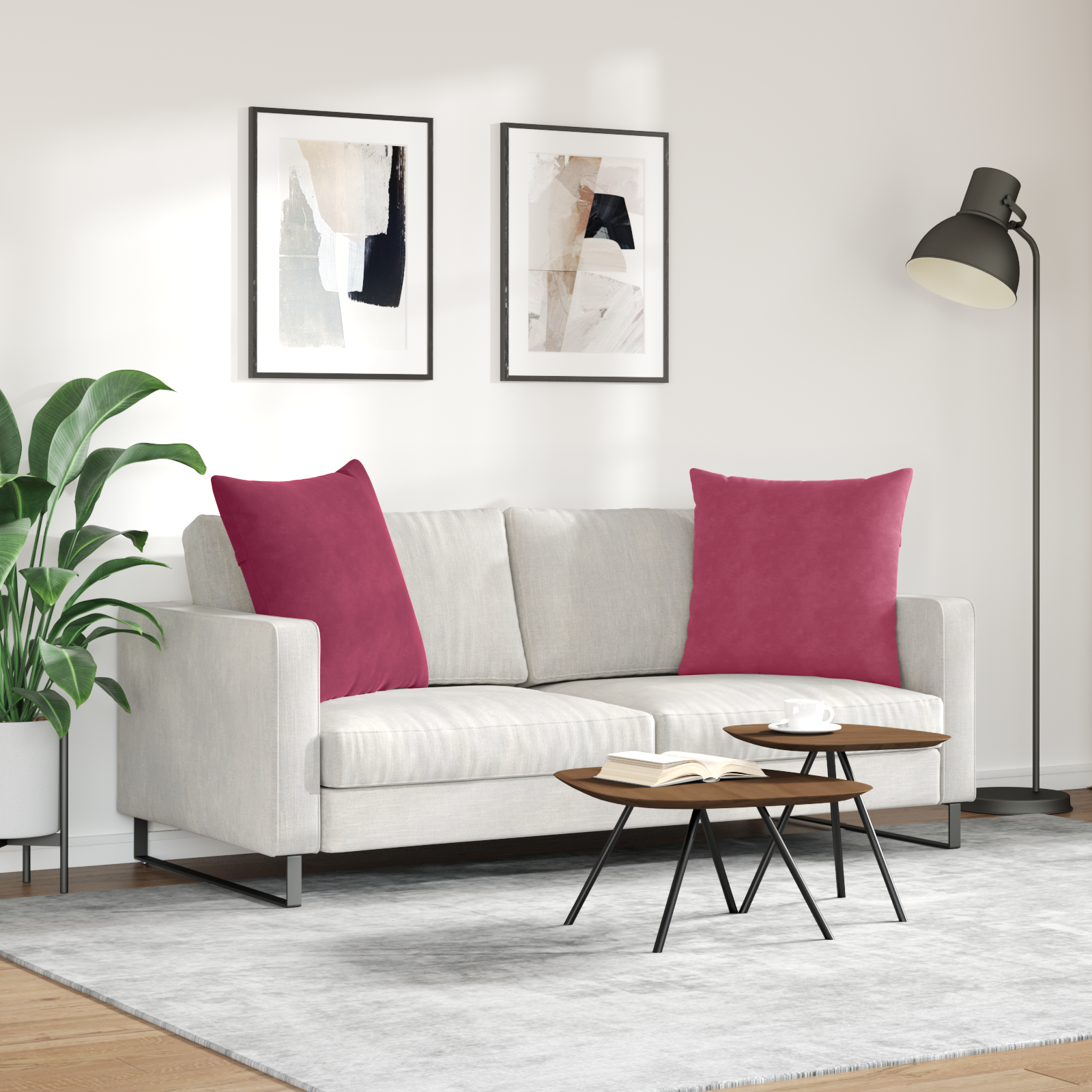 Sofa Pagalvės 2 pcs Vyno raudona 60 x 60 cm Kordūrinis audinys