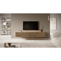 TV spintelė LORCAN, 175 cm, ąžuolas+juoda