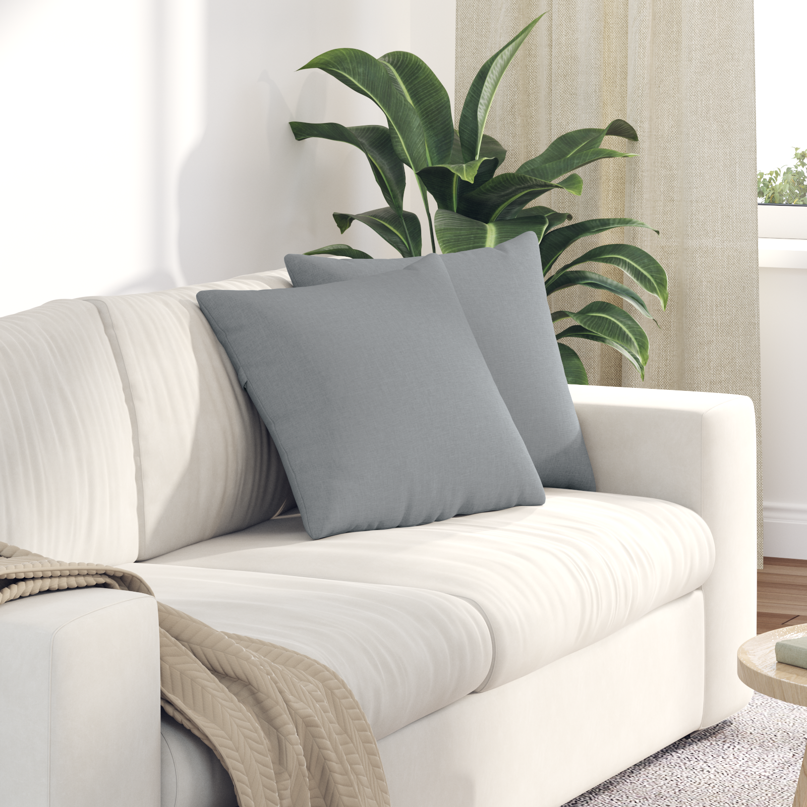 Sofa Pagalvės 2 pcs Šviesiai pilka 45 x 45 cm audinys