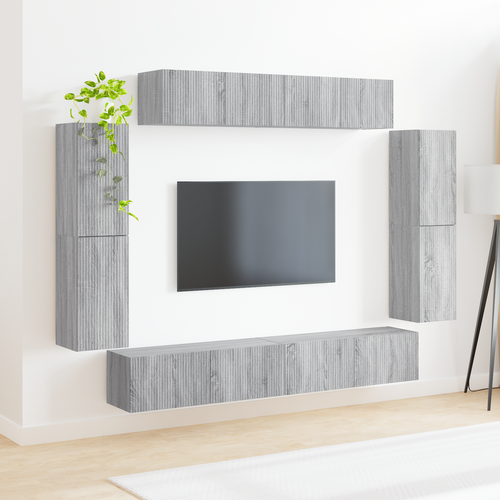Televizoriaus spintelė 8 pcs Pilkas Sonoma