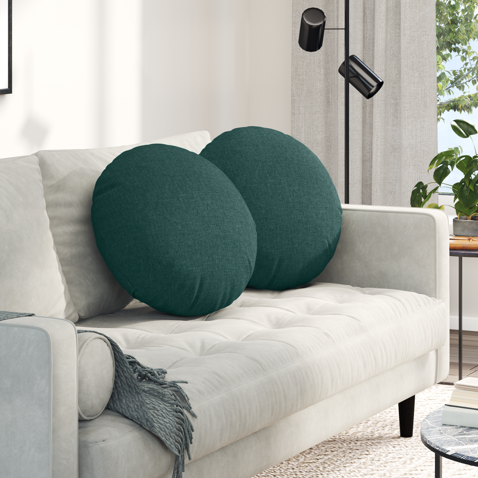 Sėdynių pagalvėlės 2 pcs Tamsiai žalia Ø50 x 19 cm audinys