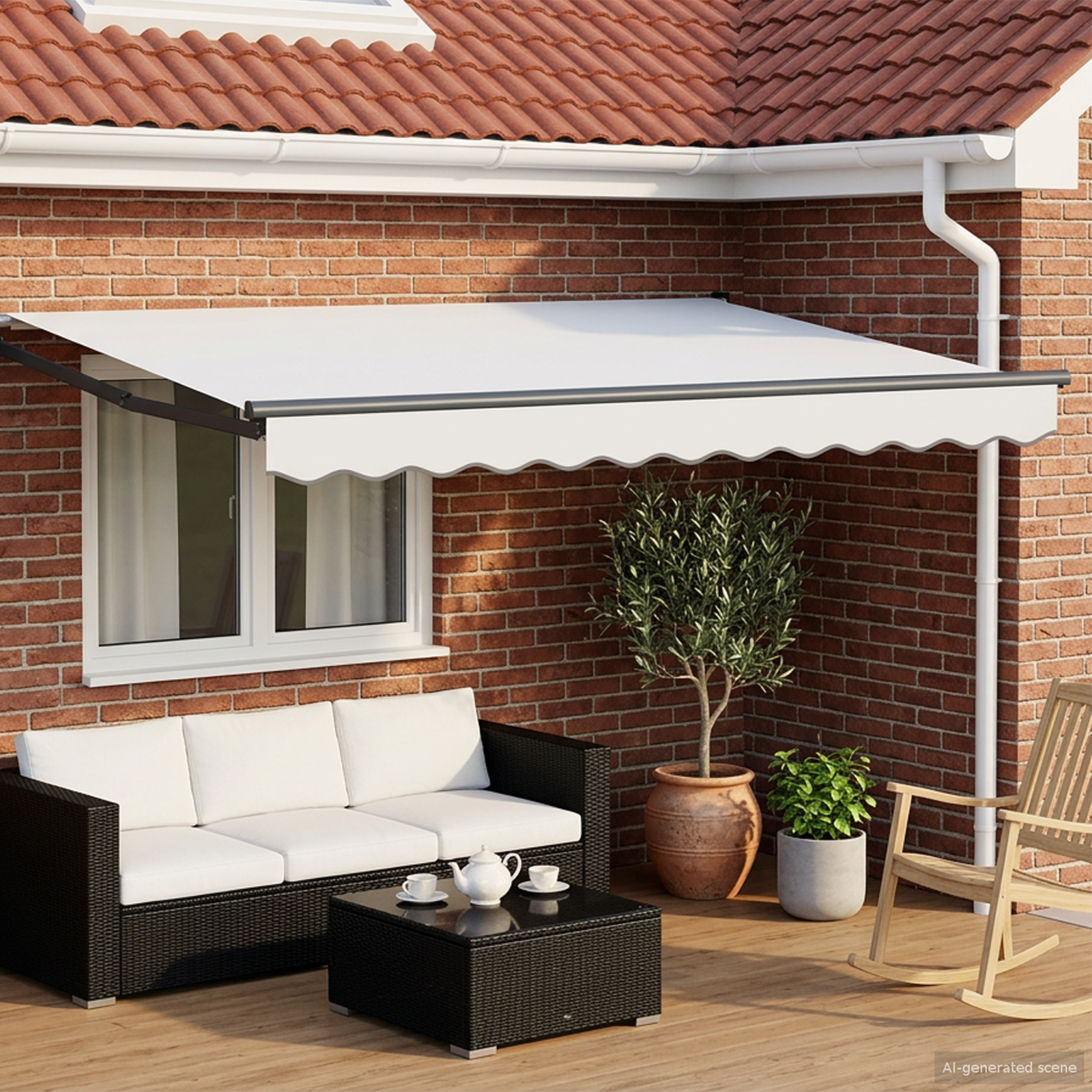 Elektriskais izvelkamais dārza lapenes tents Balts 3,5 x 2,5 m