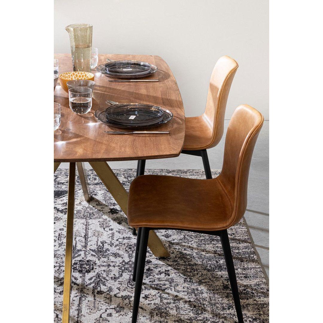 KYRA dining chair, brown, black legs