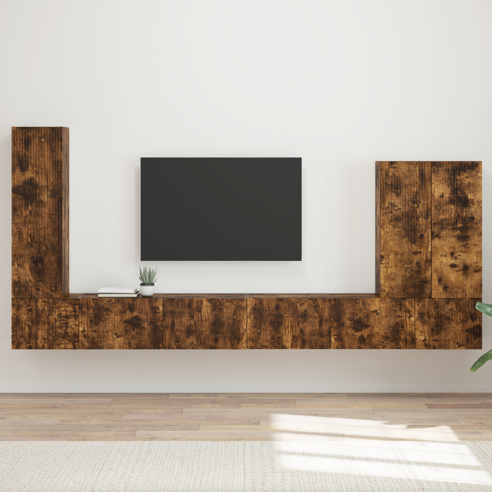 TV sieninio kabineto komplektas 6 pcs Rūkyta ąžuolas