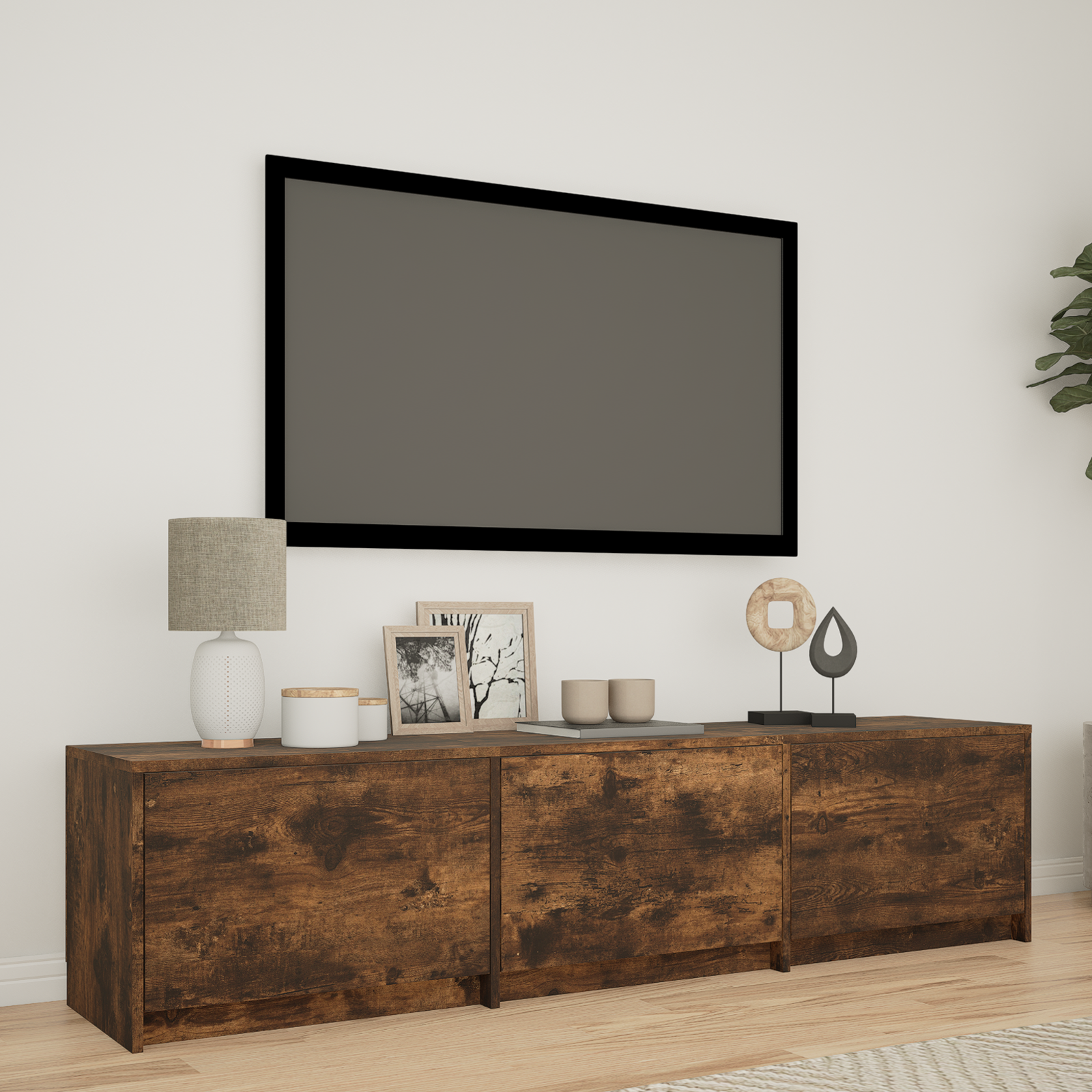 TV skapītis ar LED apgaismojumu Dūmu Ozols 165 x 34 x 40 cm