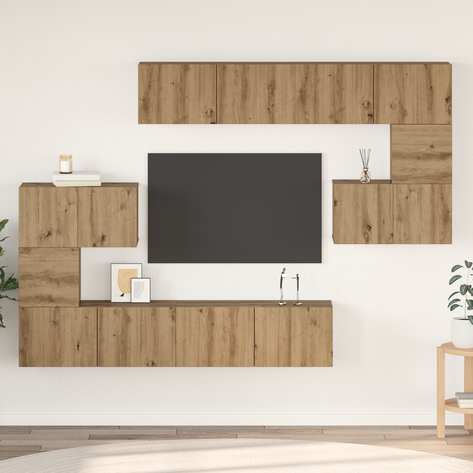 TV spintelių komplektas 8 pcs Amatininkų ąžuolas