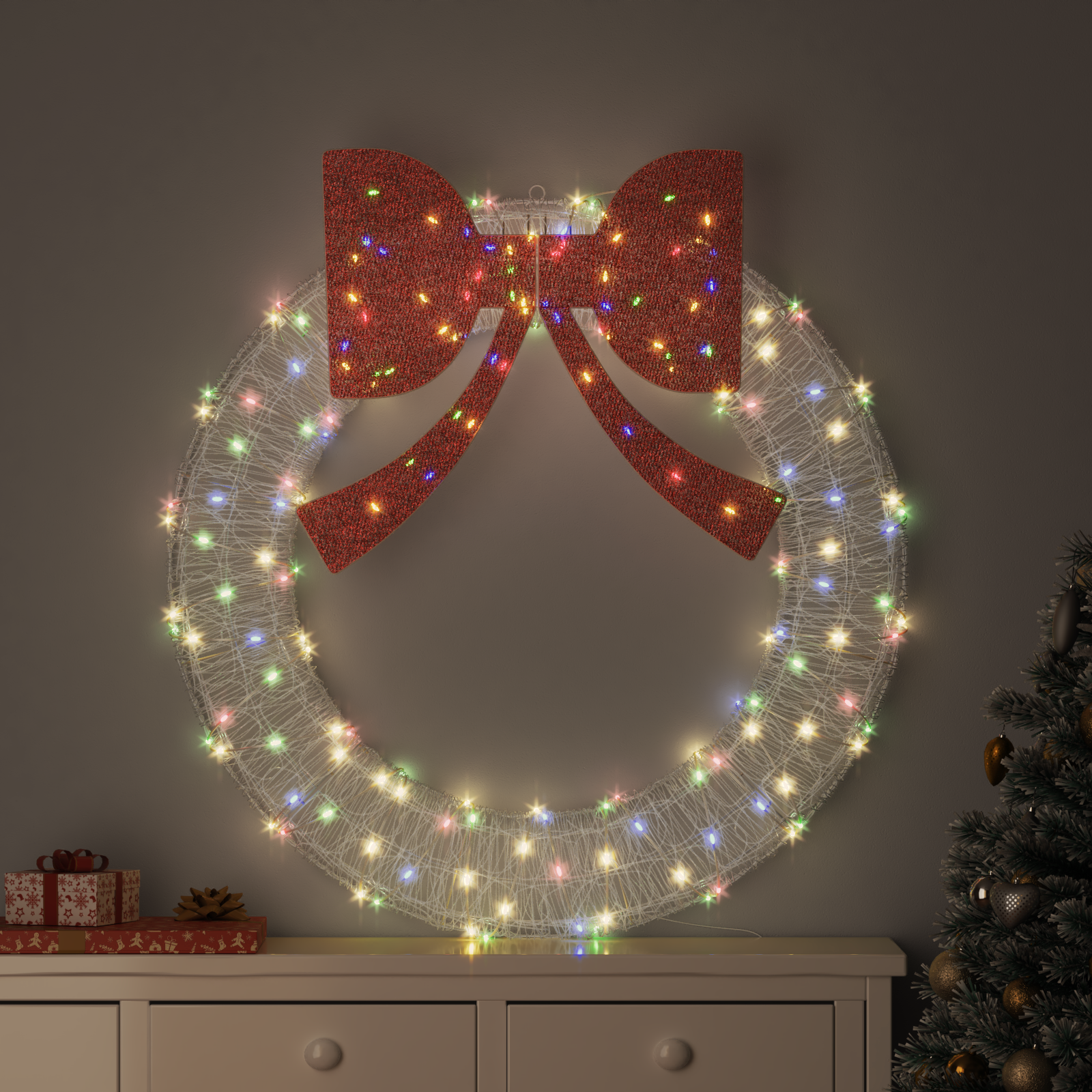 Vainags ar 150 LED daudzkrāsains 120 cm akrils