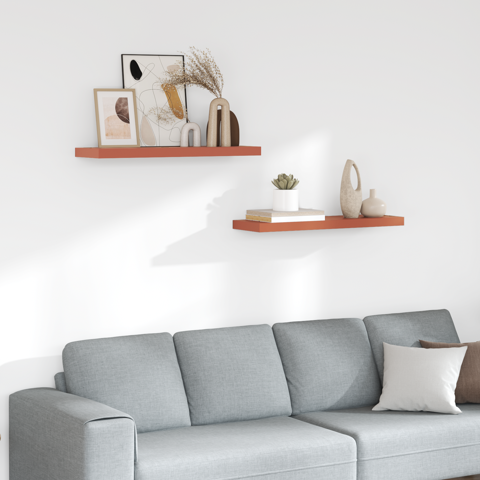 Sieninės lentynos su saugykla 2 pcs Raudona 80 x 23,5 x 4 cm