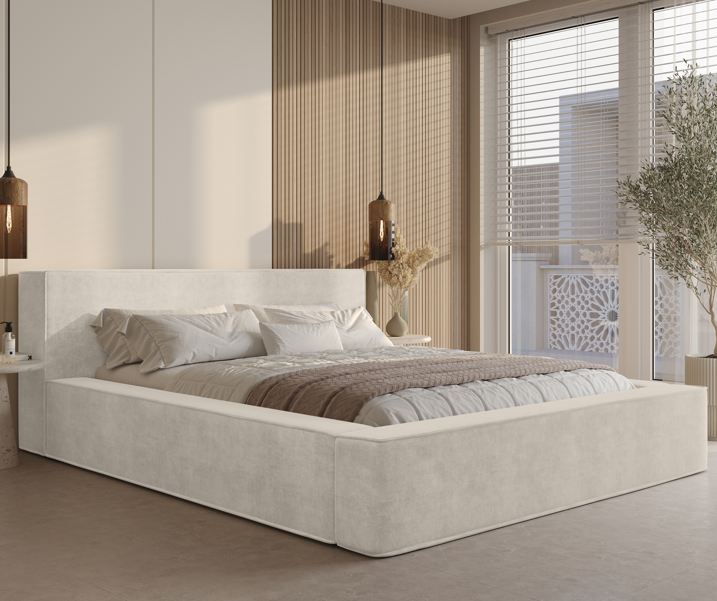 Lova BERNAND, šviesiai kreminis veliūras