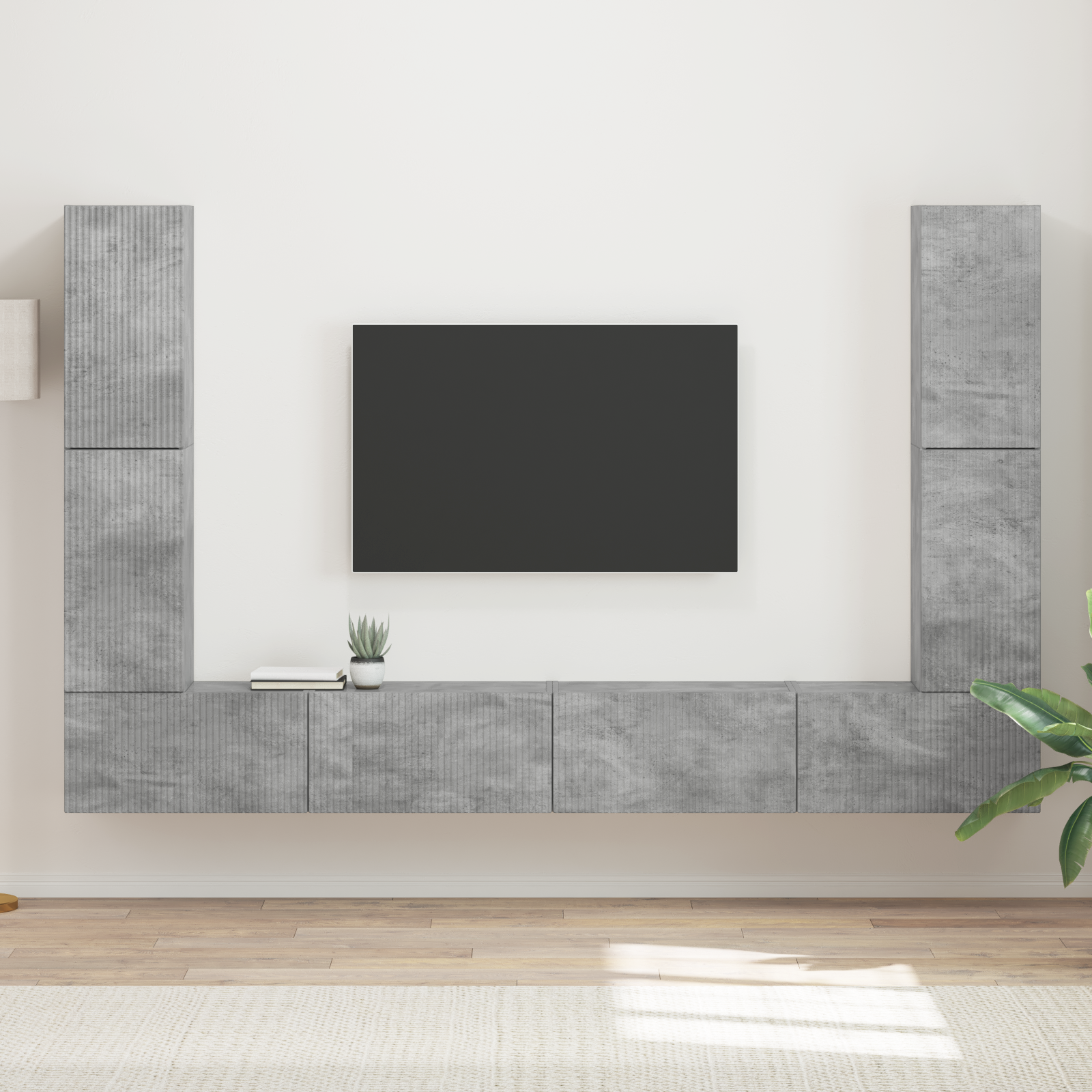 TV spintelių komplektas 8 pcs Betono pilka Apdirbta mediena