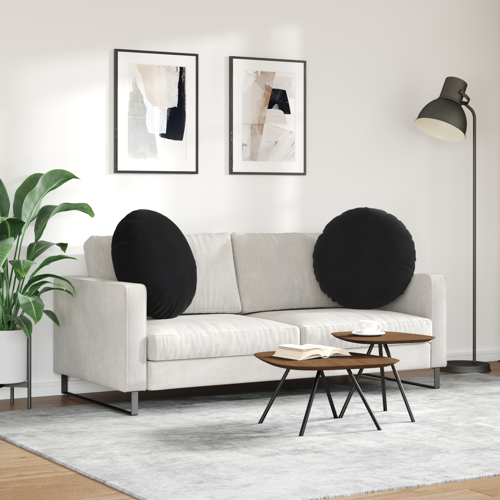 Sėdynių pagalvėlės 2 pcs Juoda Ø80 x 29 cm Aksomas