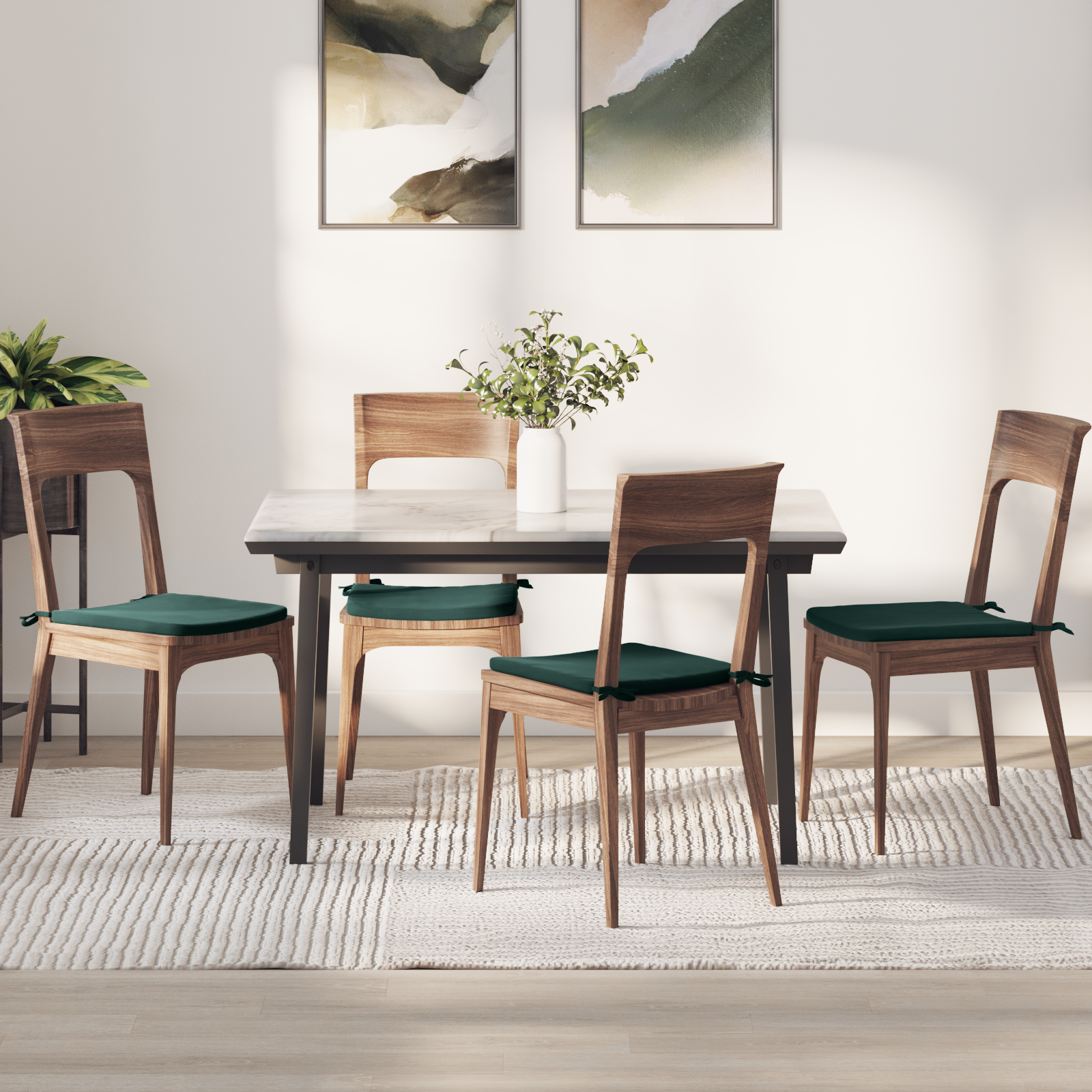 Sėdynių pagalvėlės 4 pcs Tamsiai žalia 40 x 40 x 3 cm Aksomas