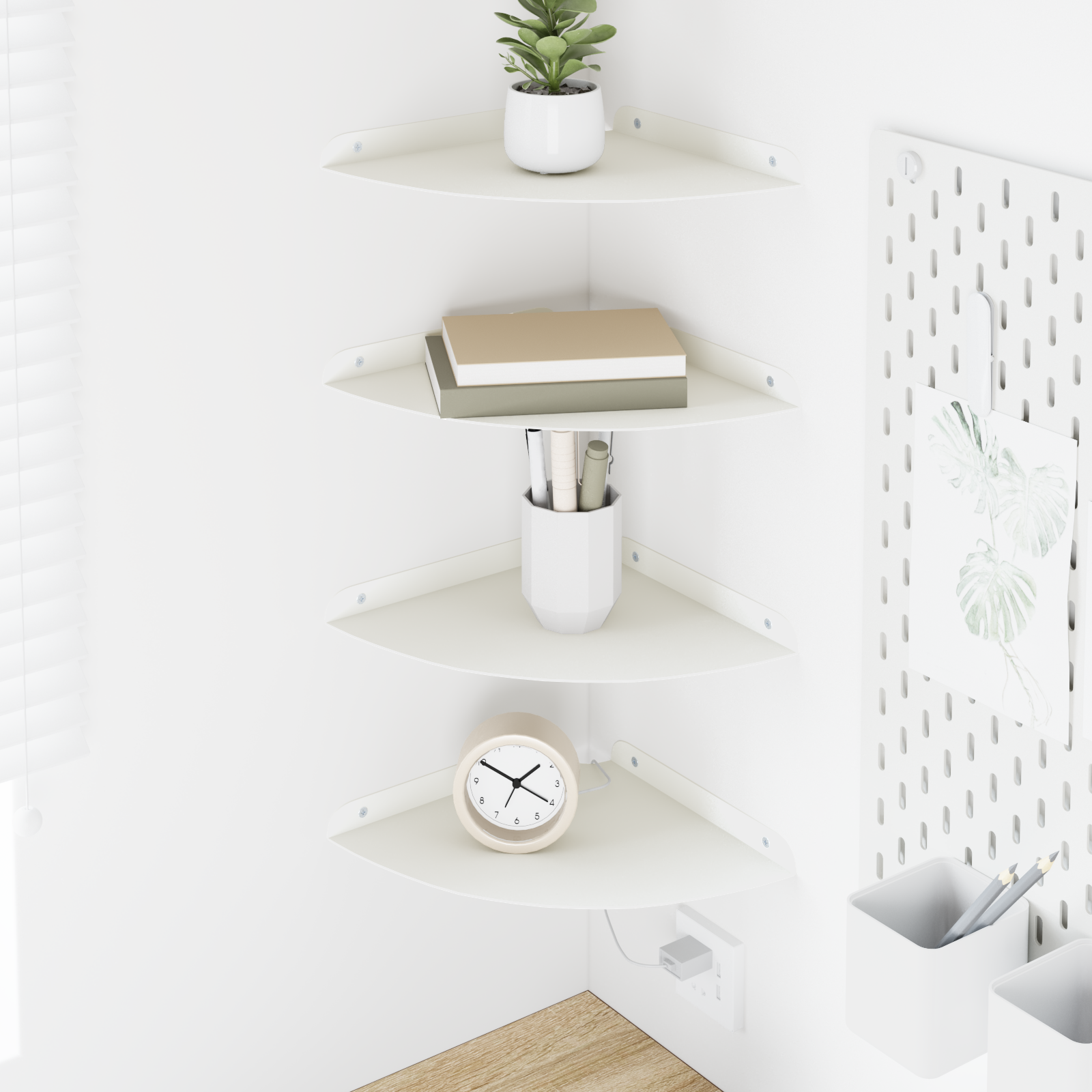 Plūduriuojanti lentyna su lentyna 4 pcs Baltas 24 x 24 x 2 cm
