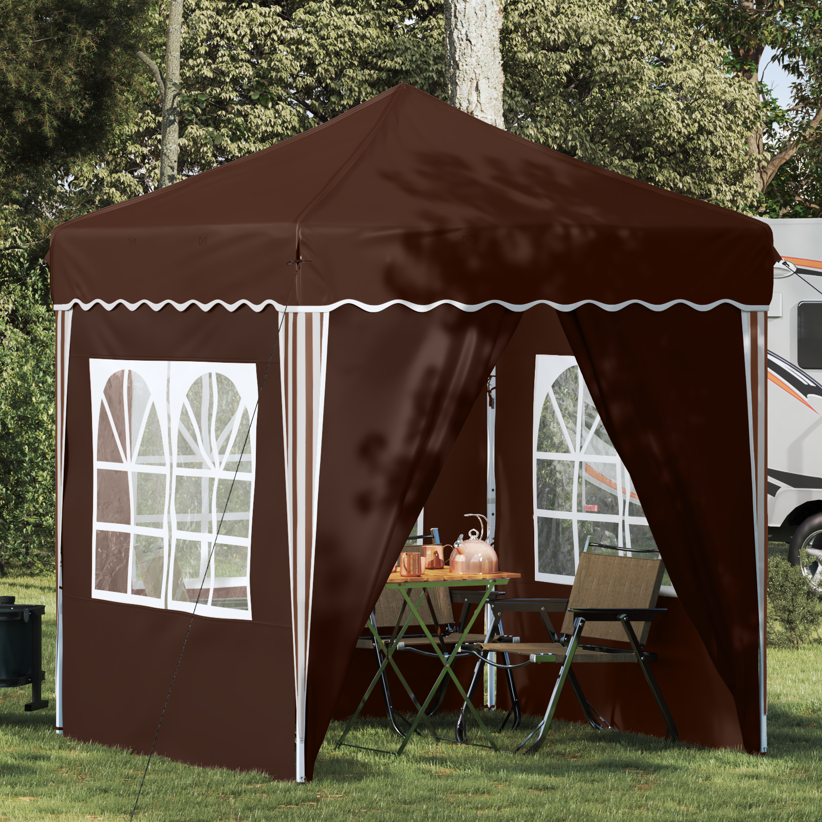 Pop-up Party Tent Brown 195 x 195 x 245 cm