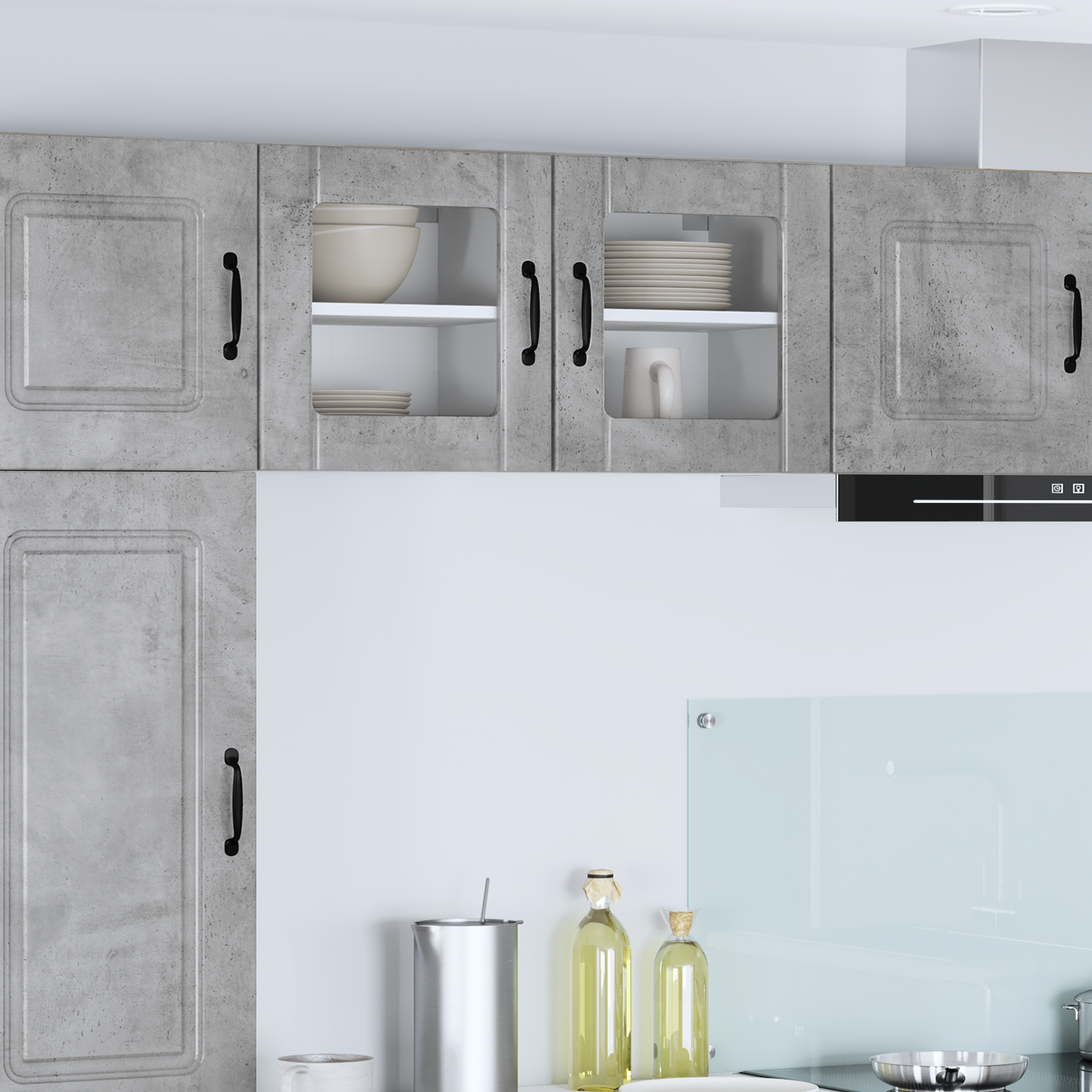 Virtuvės sieninė spintelė 2 pcs Betono pilka 40 x 31 x 40 cm