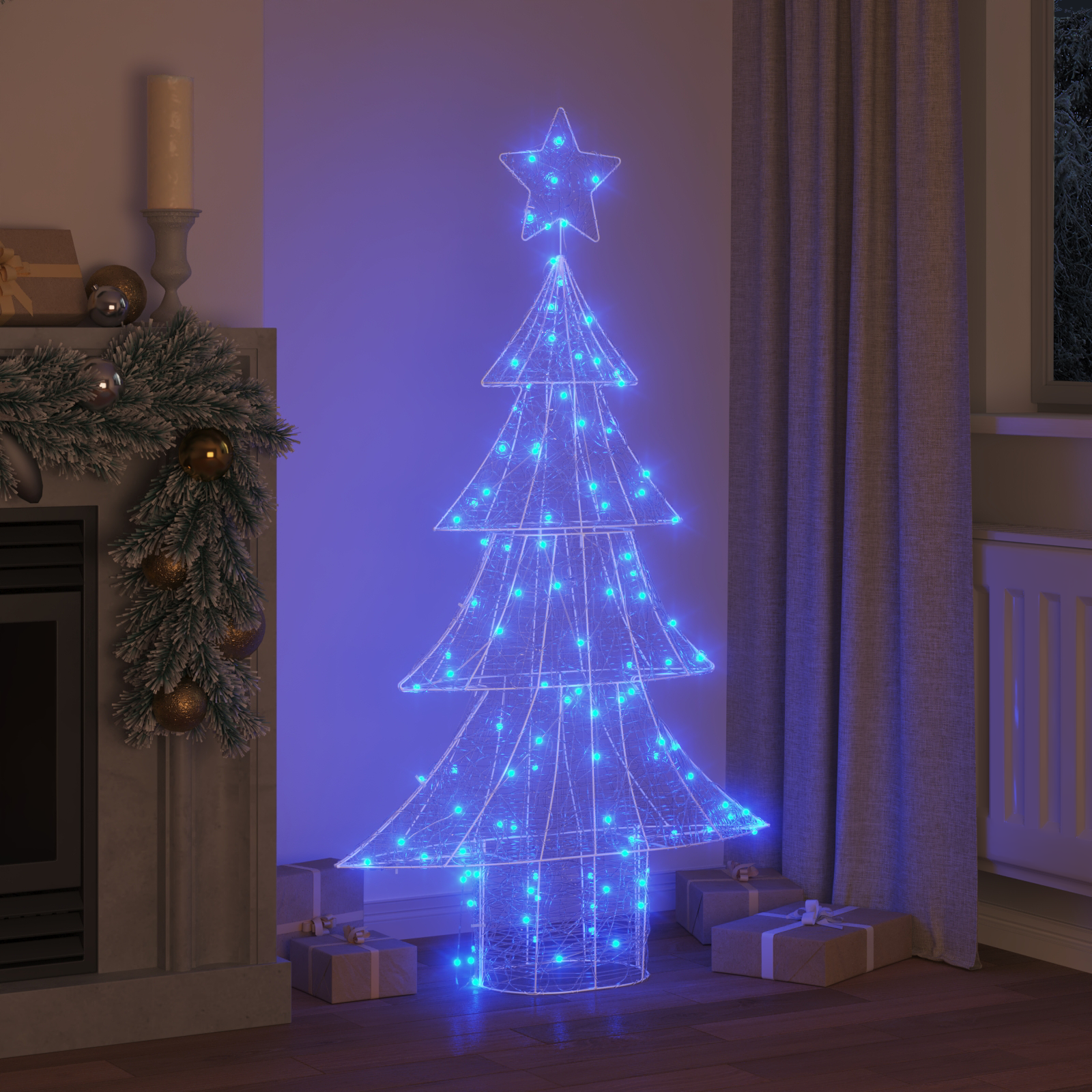 Ziemassvētku eglīte ar 160 LED zilā krāsā, 150 cm, akrils